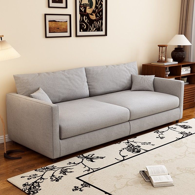 Drawing Room Standard Sofa in Light Gray/Dark Blue/Amber Color with Armrest