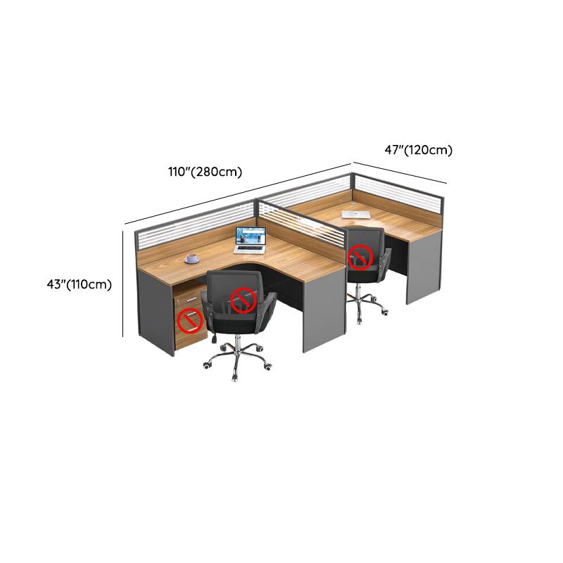 Modish Pc Desk T-Shape/L Shaped Natural Color Lumber Office Desk, Twin Pedestal Desk
