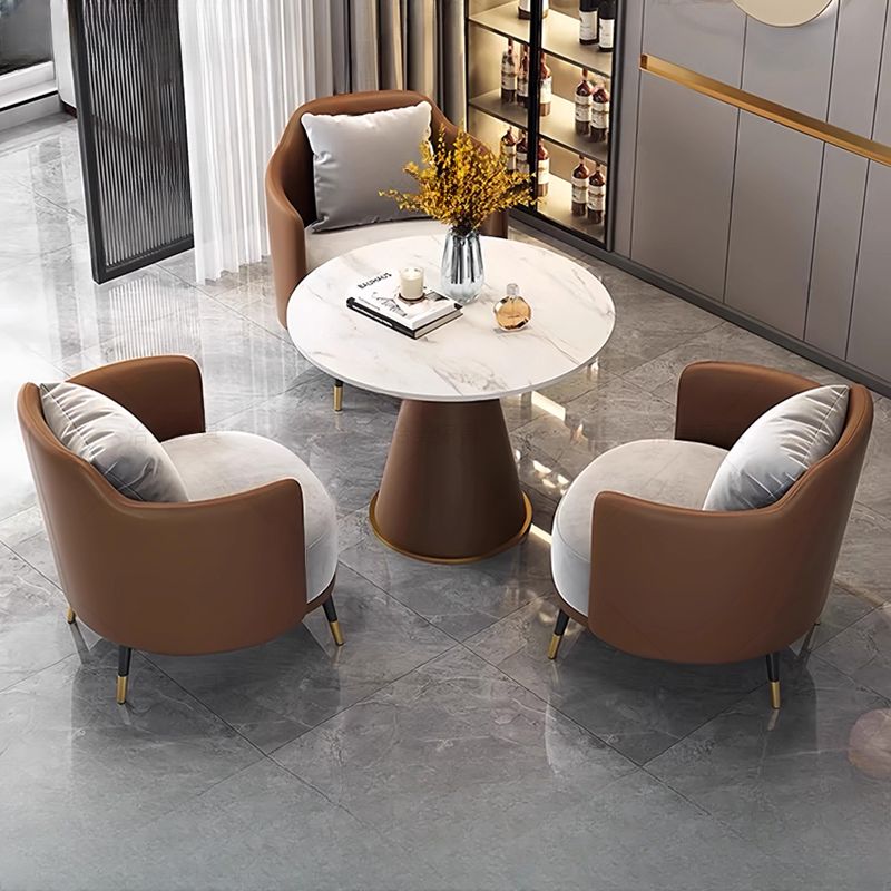 Simplistic Solid Color Arm Chair with Pillow Back in Grey, Including Arms and Pillow