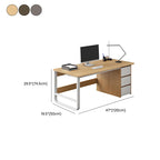 Modern Rectangular Laminate Desk with Gray/Auburn/Unfinished Color and Drawers, Perfect Office Computer Desk with Cable Management