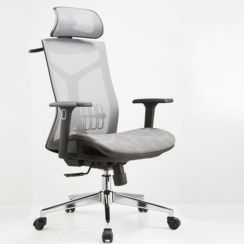 Light Gray Cloth Office Chairs with Portable Wheels, Waterfall Seat, Lumbar Support, Tilt Available, and Headrest