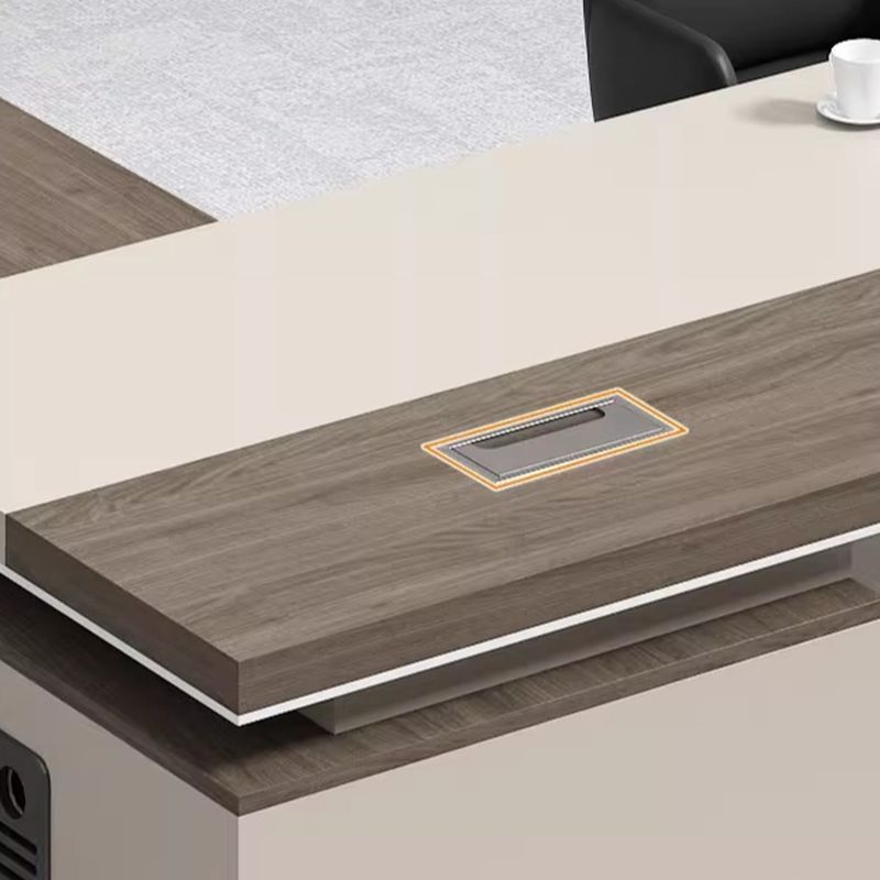 Scratch-proof Office Desk with 2 Drawers, Stump Base, Exterior Shelf, Cable Management, Front Splash, and Cooling Hole