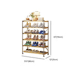 Art Deco Solid Wood Rectangle Shoe Rack with Nature Finish and Adjustable Shelves for 11-20 Pairs in Drawing Room