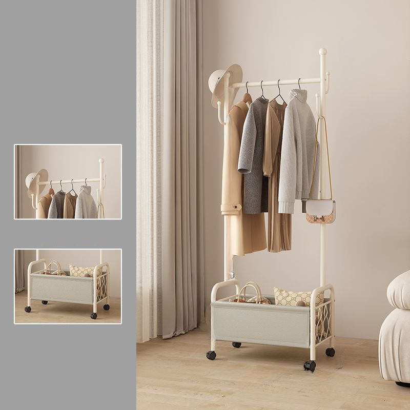 Modern Simple Style Hall Rack with Receptacle Storage, 1 Shelf, Iron Frame, and Alloy Hook
