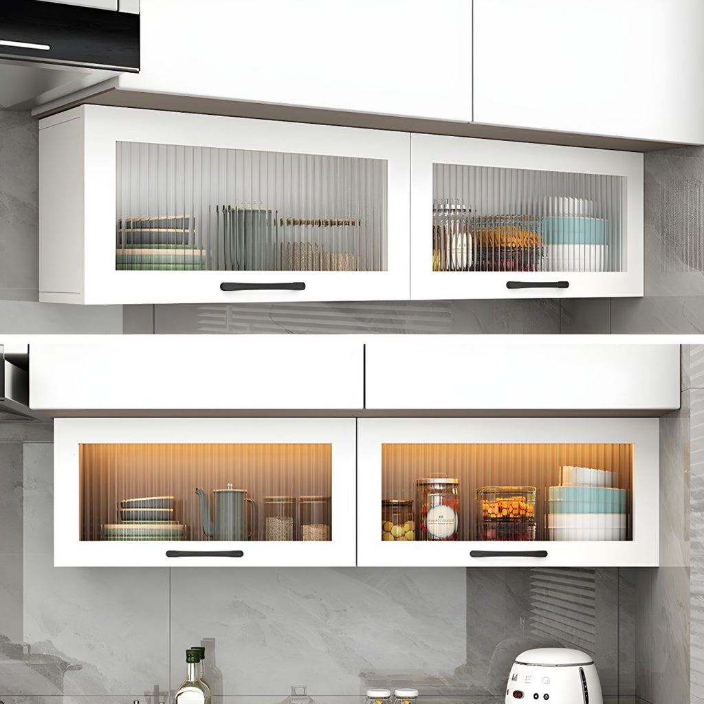 Contemporary Faux Wood Wall Mounted Display Cabinet with Acrylic Door