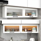 Contemporary Faux Wood Wall Mounted Display Cabinet with Acrylic Door