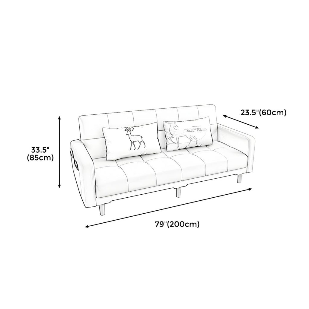 Square Arm Modern Storage Sofa with Biscuit Back Convertible Sofa for Living Room