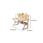 Modern Rectangular Chalk Laminate Writing Table with Exterior Shelf, Hutch, and Cable Management