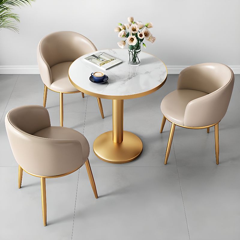 Glam Veneer Dining Table with Pedestal Base for 2 People, Scratch Resistant