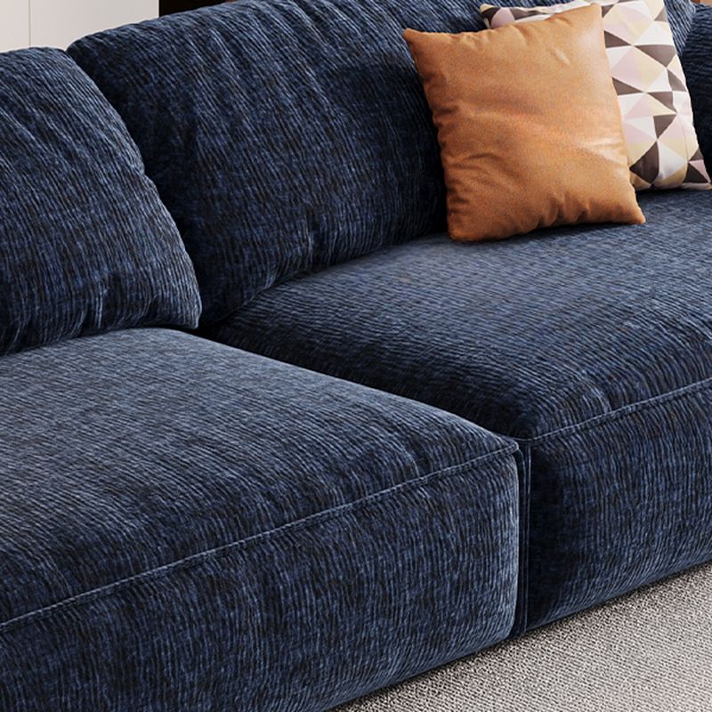Modish Solid Color Scratch-durable Standard Sofa/Loveseat in Dark Blue, 4-seater/Seats 2 with 3 Pillows