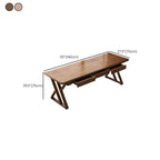 Casual Writing Desk with Easy Assembly, Scratch-proof Double Pedestal Base in Sepia with Foot Pad and Pine Wood Top
