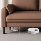 Drawing Room Standard Sofa in Pu Leather with Gray/Mocha/Off-White Upholstery and Armrest