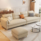 Beige Standard Sofa with Arm and 4 Pillows