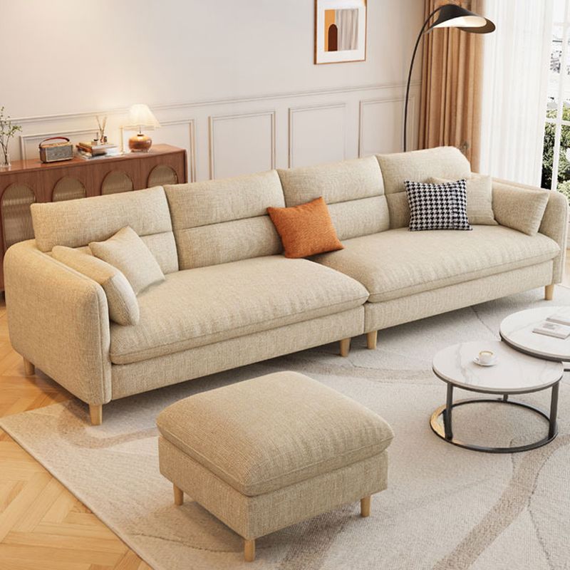 Beige Standard Sofa with Arm and 4 Pillows