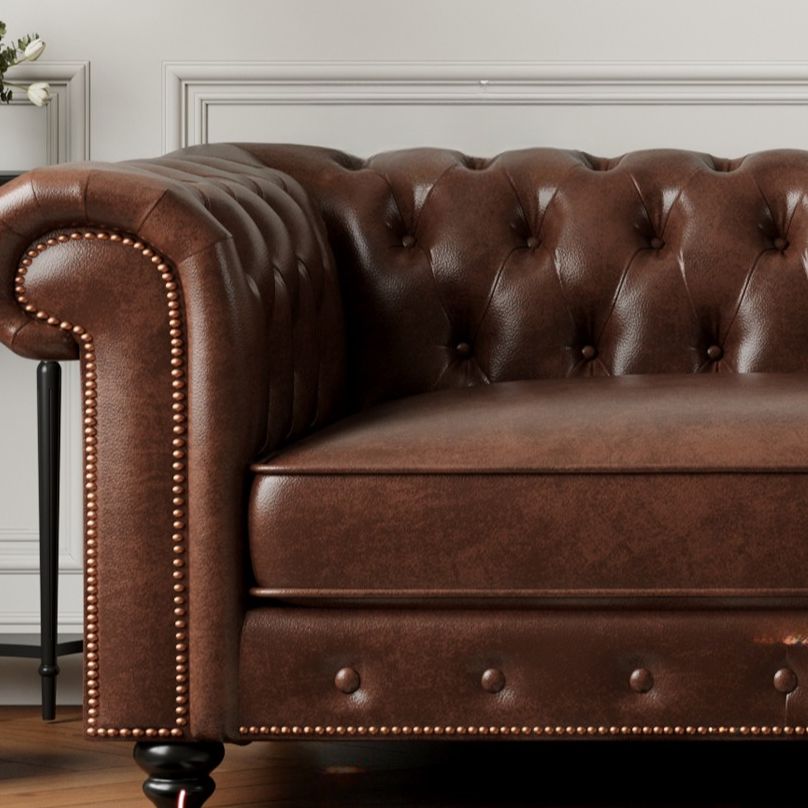 Drawing Room Standard Sofa/Loveseat in Midnight Black/Sage/Espresso with Armrest