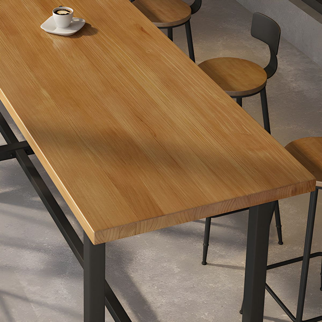 Modern 1/11 Pieces Bar Table Set Rectangle Wood Counter Table with High Stools