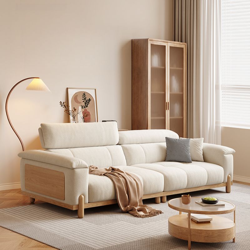 Contemporary Modern Solid Color Water Resistant Standard Sofa in Off-White for 2 People with 2 Pillows