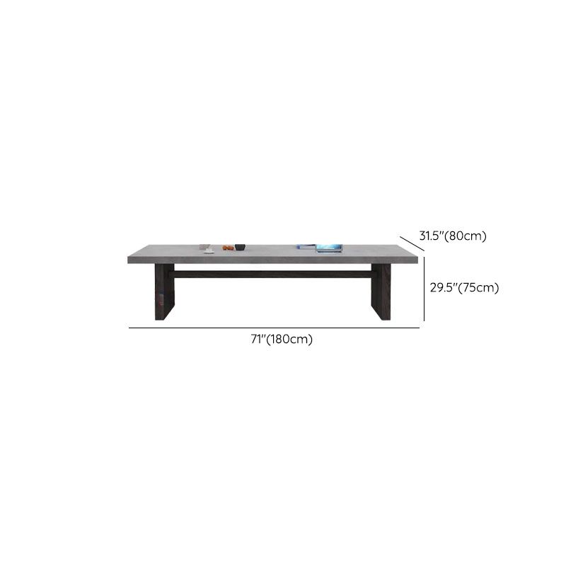 Modern Rectangular Pine Wood Gray Conference Desk