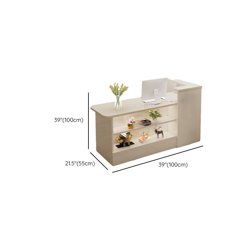 Rectangular Reception Desk with Locker, Locking Drawer, Cable Management, Filing Cabinet, and Manufactured Wood Top