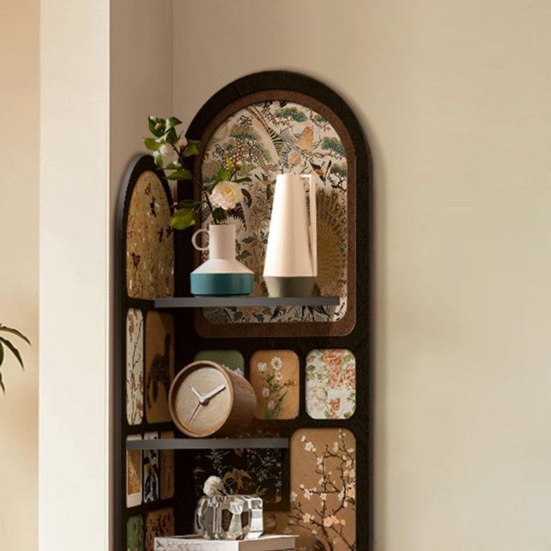 Modern Simple Style Nook Decorative Cabinet with 4 Exterior Shelves, Matte Black Lumber Top