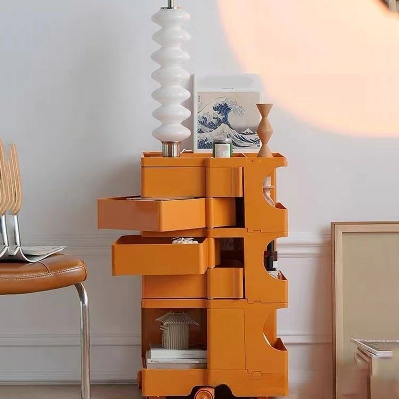 Modern All Ages Use Plastic Utility Cart with Wheels and Shelves