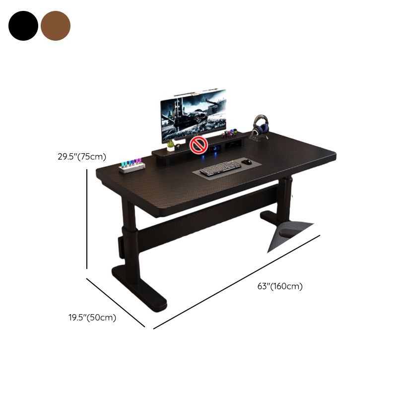 Casual Adjustable Height Standing Desk with Bend-resistant Trestle Base, Manual Height Adjustment, Ink/Chalk/Light Brown Top, Self-supporting