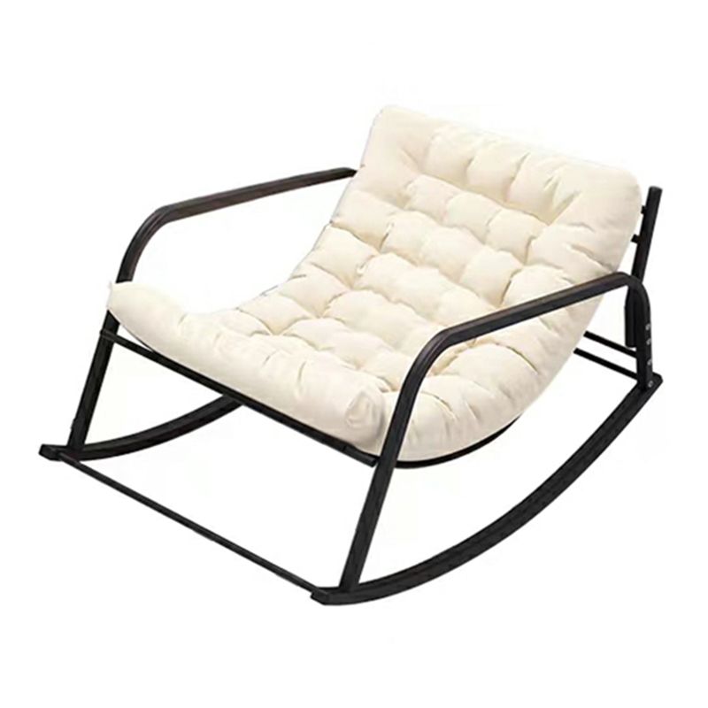 Elegant Black Upholstered Rocking Chair with Slipcover - Modern Style Design for Two People