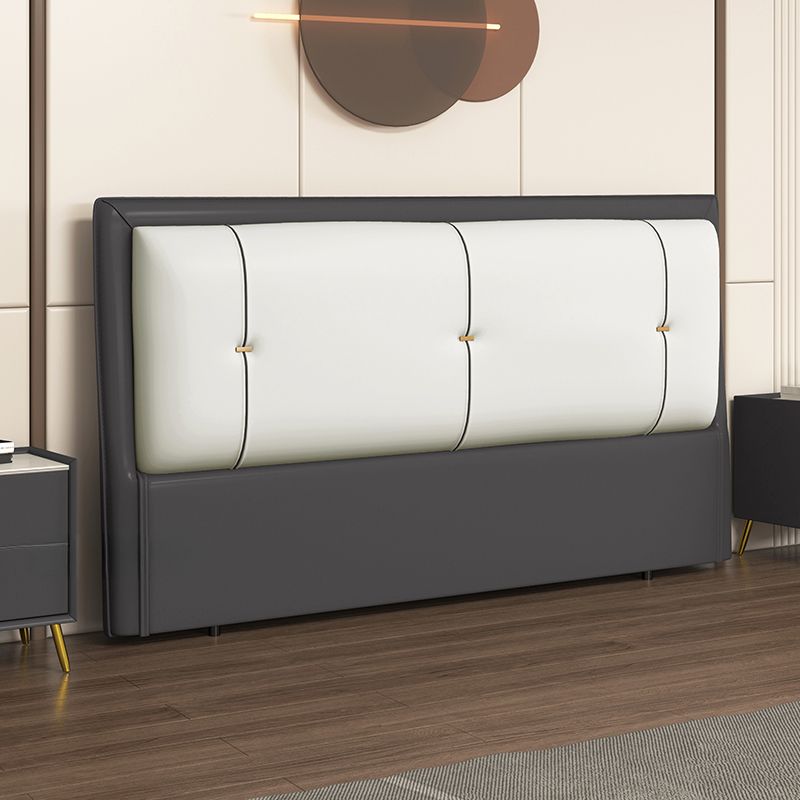 Trendy No Distressing Panel Headboard in Natural Wood, Rectangle Shape for Queen/Full Bed, Sponge Upholstery Fill, Standard Height