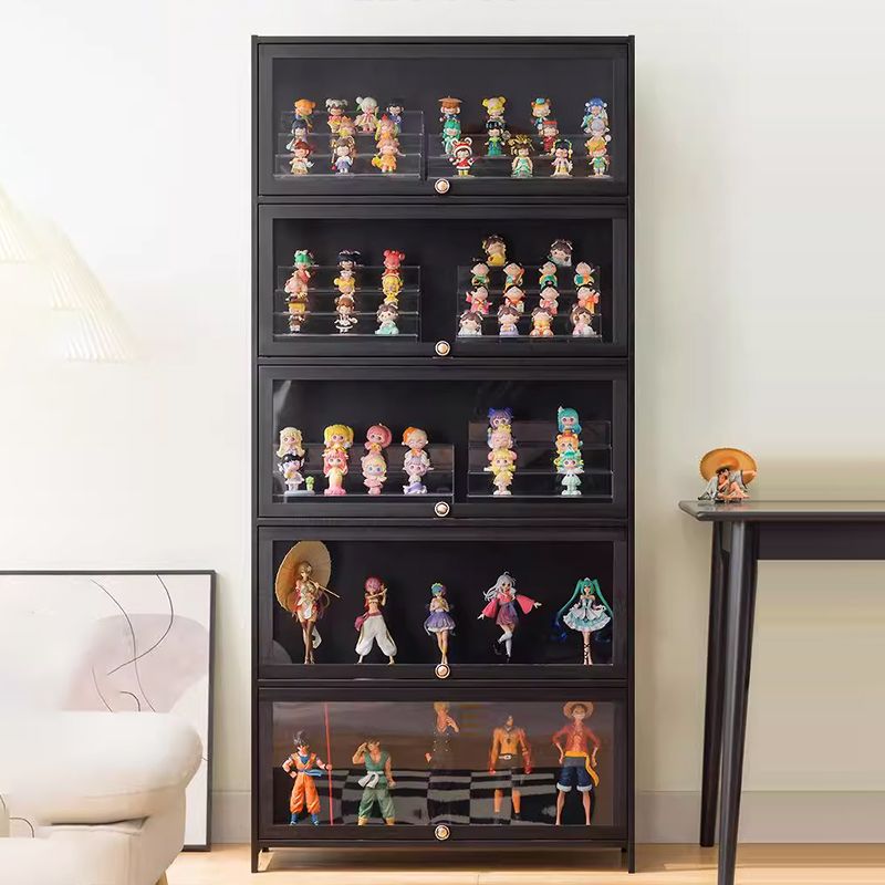 Charcoal Simplistic Bambusa Flooring Curio Cabinet with Sealed Cabinet, 2 Shelves/3 Shelves/4 Shelves, 2 Doors/3 Doors/4 Doors