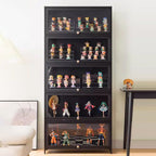 Charcoal Simplistic Bambusa Flooring Curio Cabinet with Sealed Cabinet, 2 Shelves/3 Shelves/4 Shelves, 2 Doors/3 Doors/4 Doors