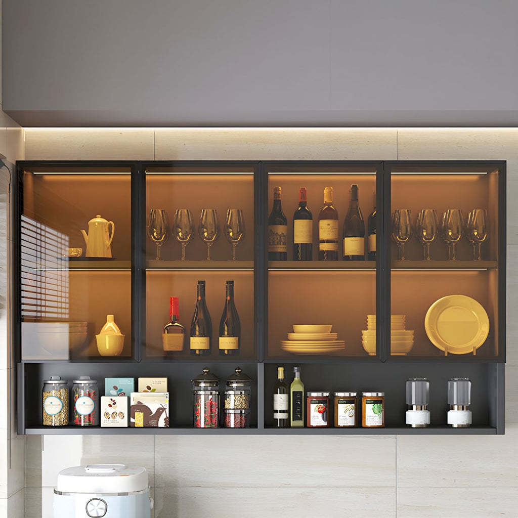 Modern Display Stand Wall Mounted Faux Wood Storage Cabinet for Dining Room