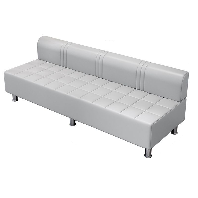 Contemporary Faux Leather Grey/Cerulean/Apricot Sofa for The Parlor