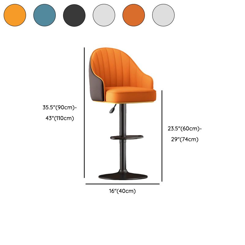 Contemporary Multi-levelled Tanned Hide Bar Stools with Arm Swivel Pail Seat