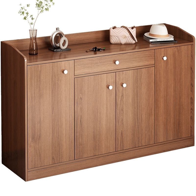 Engineered Wood 5 Tiers Shoe Stack with Shelf, Drawers, Gate, and Dustproof Cover