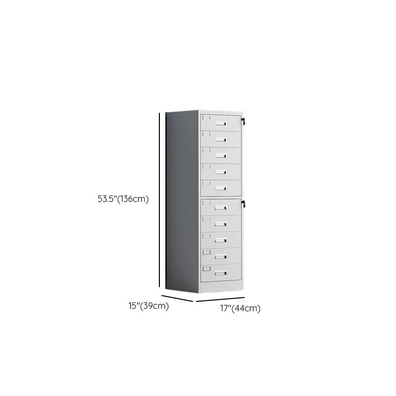 Minimalist Steel Vertical Filing Cabinet with Flameproof Locker, Soft Close Drawers & Key Lock