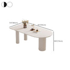 Modern Simple Style Peninsula Slate Dining Table Set with Three Legs Fixed Mechanism in Chalk Color