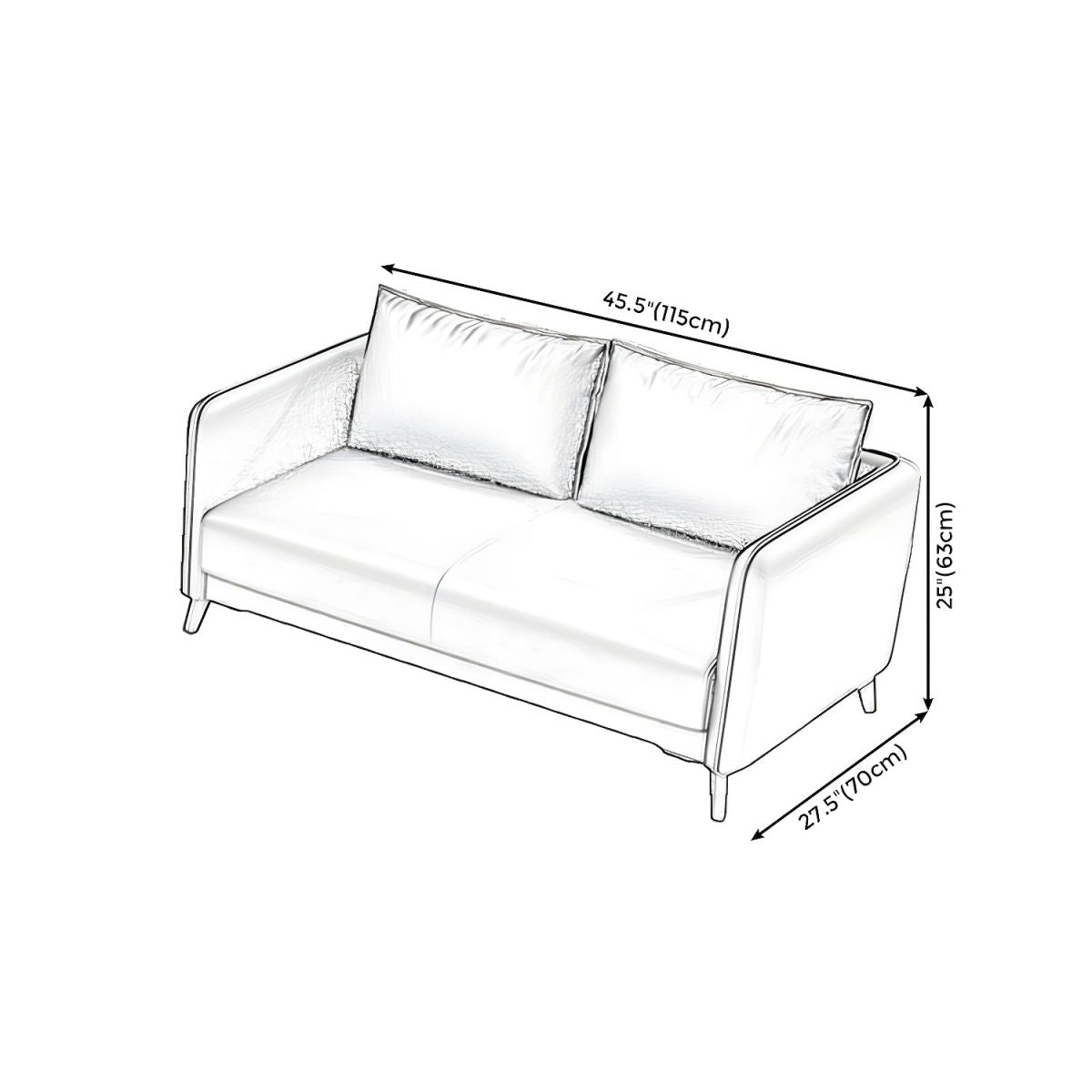 Standard Square Arm Leather Stain Resistant Sofa Couch with Pillows