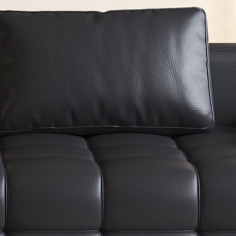 Contemporary Modern Solid Color Stain Resistant Standard Sofa in Ink with Arm, Seats 7/4-seater/6-seater, and 2 Pillows