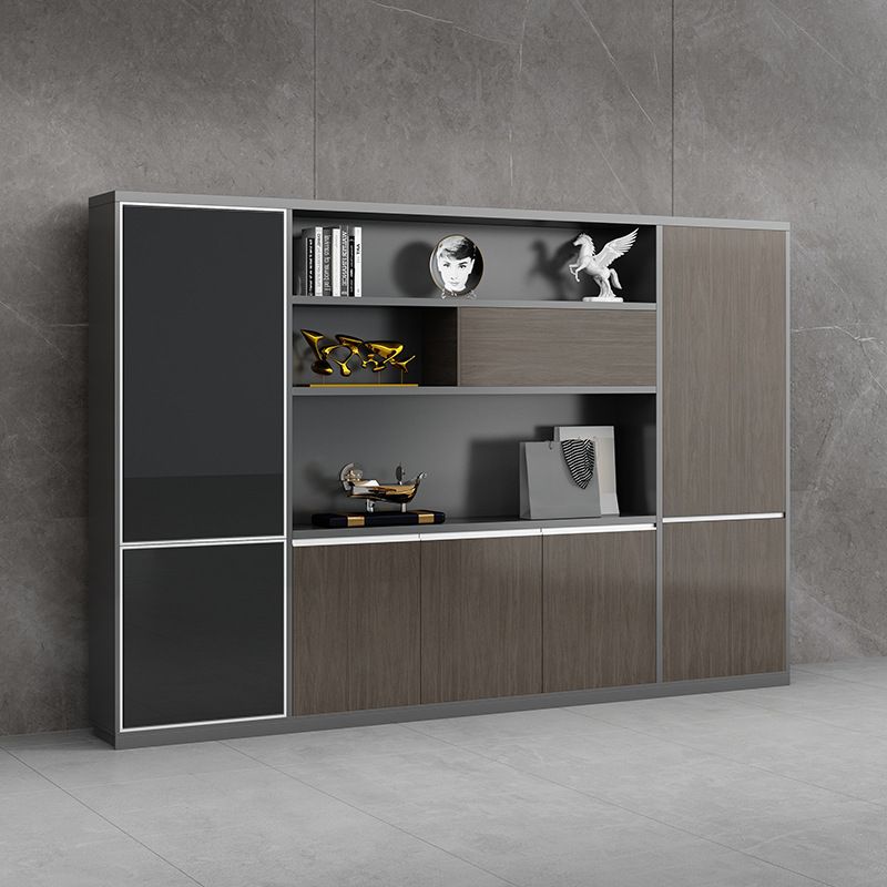 Sepia Trendy Laminate Supplies Cabinet, Scratch Resistant with Shelves, 10 Doors, and 4-Wide/3-Wide/2-Wide Compartments