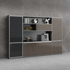Sepia Trendy Laminate Supplies Cabinet, Scratch Resistant with Shelves, 10 Doors, and 4-Wide/3-Wide/2-Wide Compartments