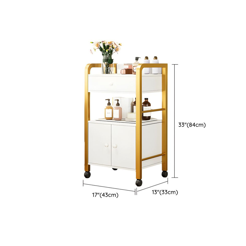 Metal Bracket Utility Carts Side Protection with Silent Casters and Storage Space