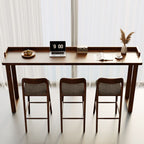 Minimalist Pub Table with Pine Wood Top and Sled Base in Auburn Rectangle Shape
