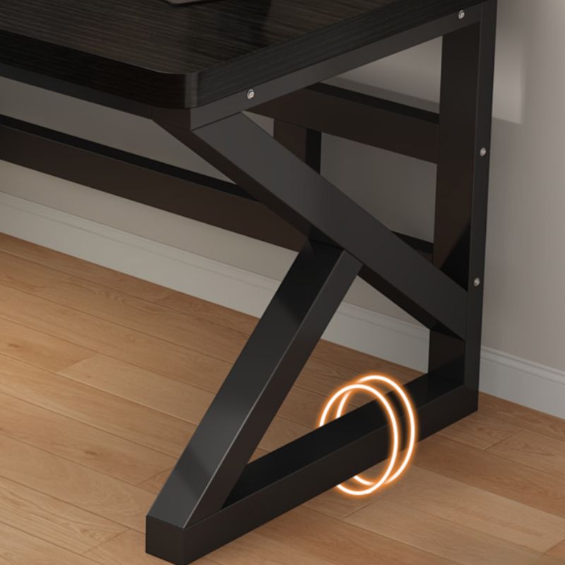 Gaming Computer Desk in Midnight Black/Brown/Natural Finish, Minimalist Style, Distortion-resistant Sled Base, Independent Structure with Wire Management and Engineered Wood Top