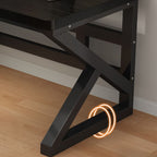 Gaming Computer Desk in Midnight Black/Brown/Natural Finish, Minimalist Style, Distortion-resistant Sled Base, Independent Structure with Wire Management and Engineered Wood Top