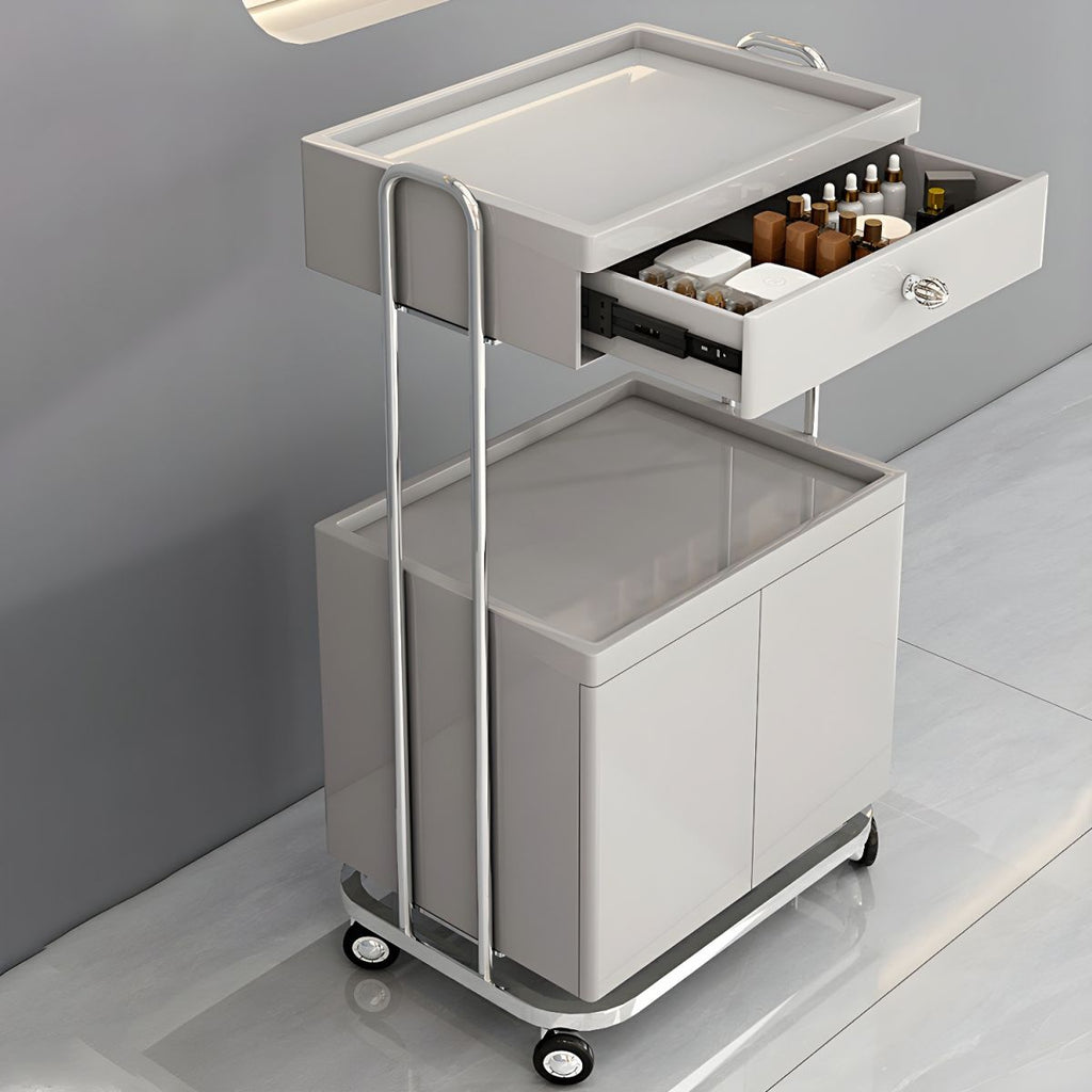 Three-story Utility Carts Rust-proof and Fade Resistant with Drawer and Casters