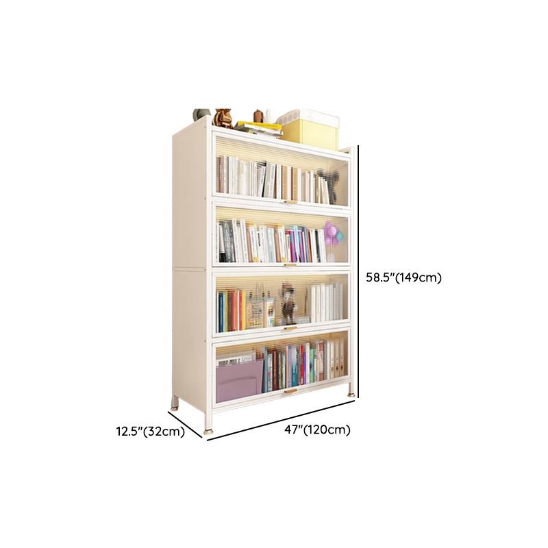 Metal Organizer Shelf with 4/5/3 Shelves, Vertical/Lateral Filing Orientation, Lucite Door, Closed Back