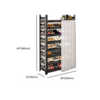 Art Deco Carbon Steel Rectangle Shoe Rack with Ink Finish and Adjustable Shelves for 31-40 Pairs in Drawing Room