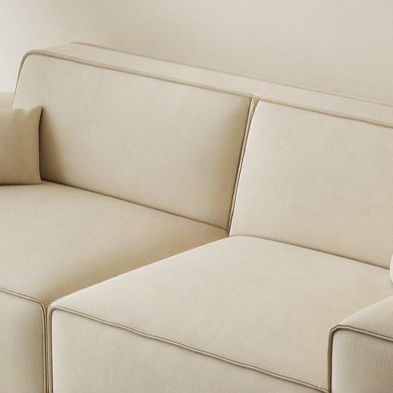 Contemporary Modern Solid Color Scratch-durable Sofa in Flannel with Midnight Black/Gray/Olive Green Upholstery, Seats 5/4/3 with 2 Pillows