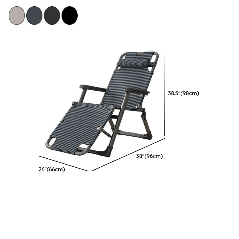 Solid Color/Striped Arm Recliner in Midnight Black/Light Gray, Space-saving, Alloy Frame, Standard Base, Locking Back Angle, and Removable Back