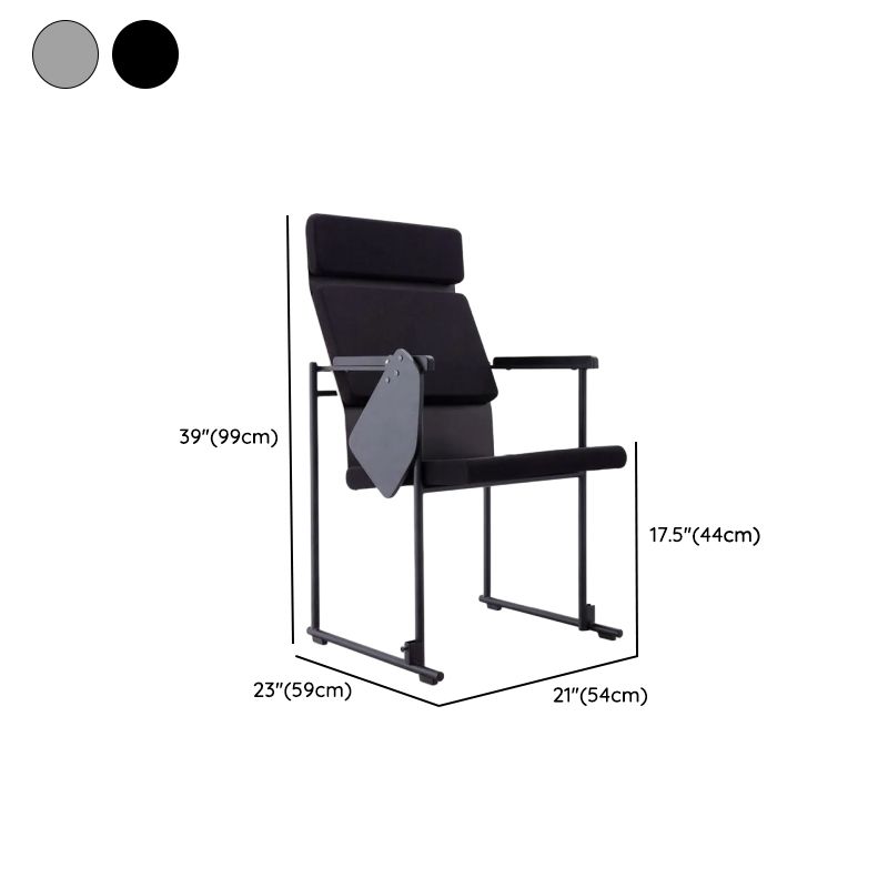 Contemporary Side Chair/Training Chair with Solid Back and Arms, Non-foldable Metal Frame for Tile Flooring